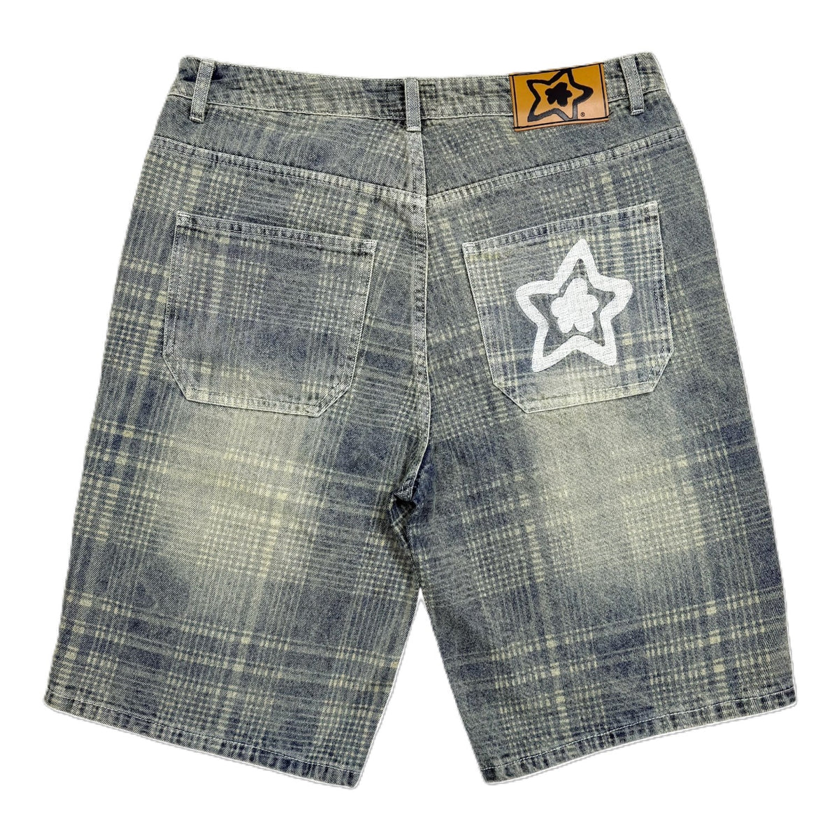 starteam Plaid Star Jeans Shorts Black
